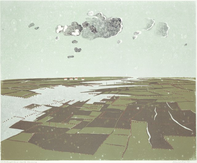 Austergärten in Oléron, Linolschnitt 1973