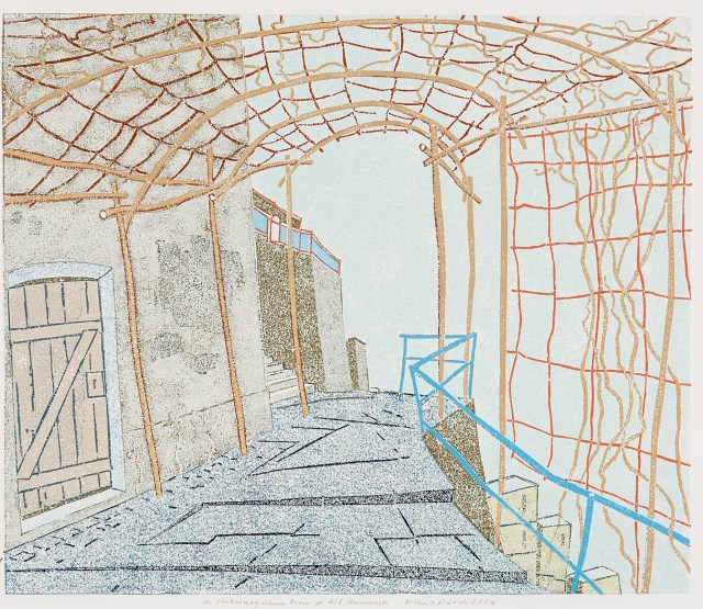 Höhenweg überm Meer, Linolschnitt 2004